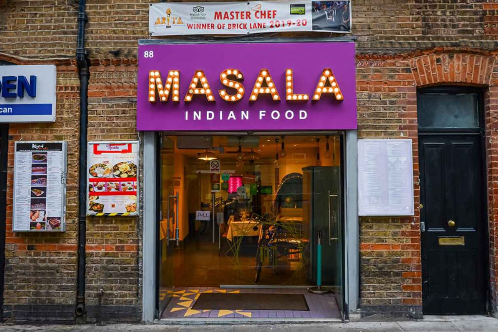 Masala restaurant, Brick Lane, East End of London.